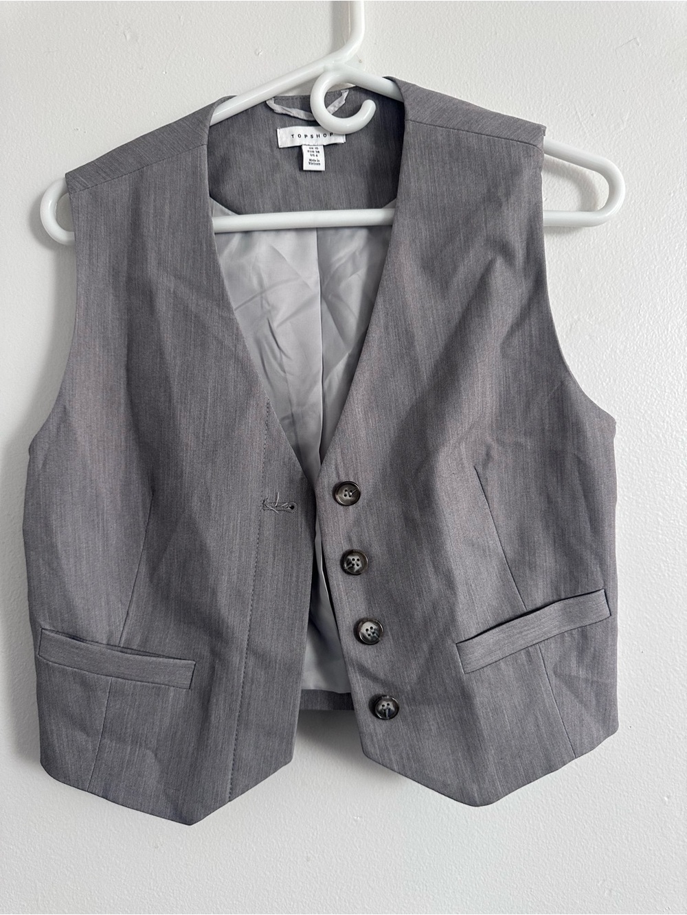 Topshop Gray Tailored Men's Waistcoat with Button Front